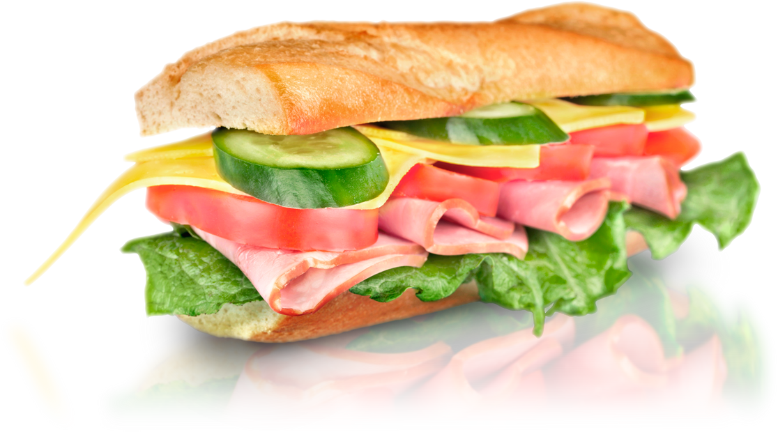 Ham and Cheese Salad Submarine Sandwich from Freshly Cut Baguette